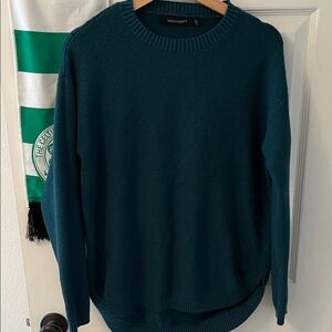 Women's Teal Crewneck Sweater by MEROKEETY